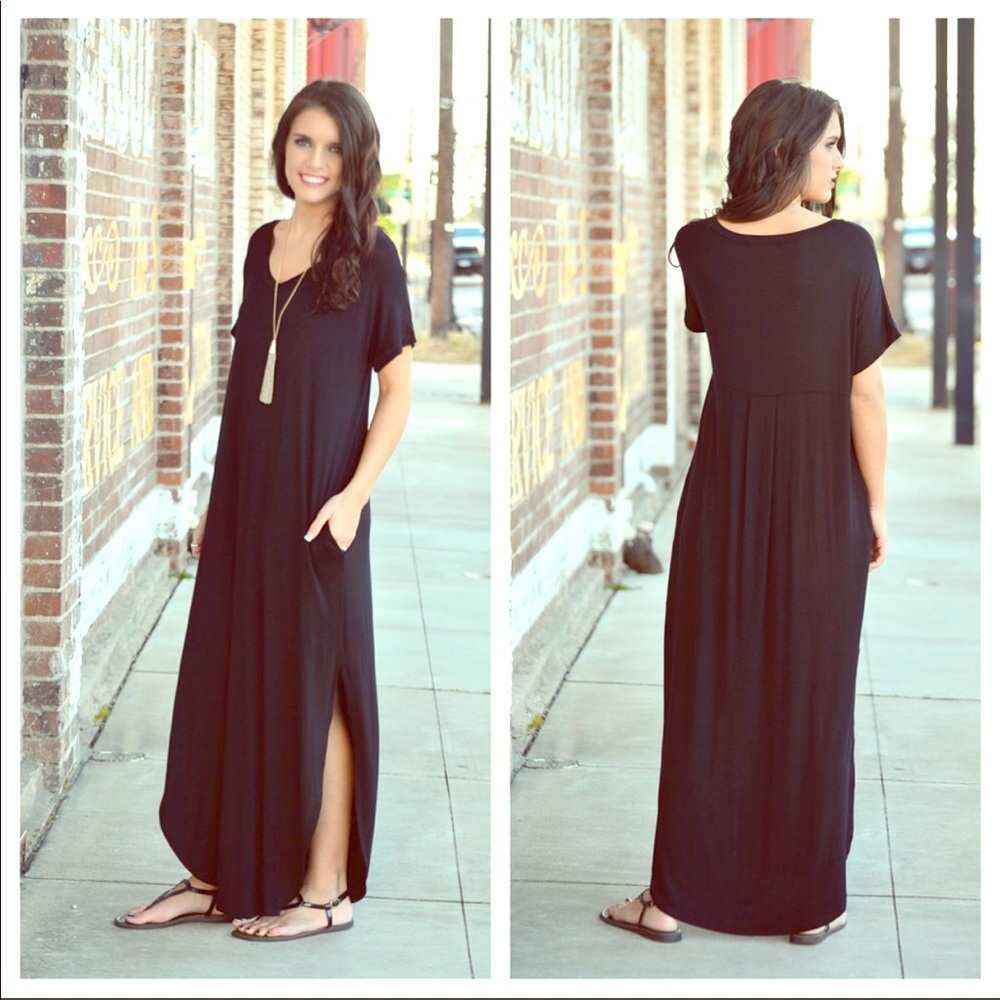 NWT Black loose fit maxi dress with pockets